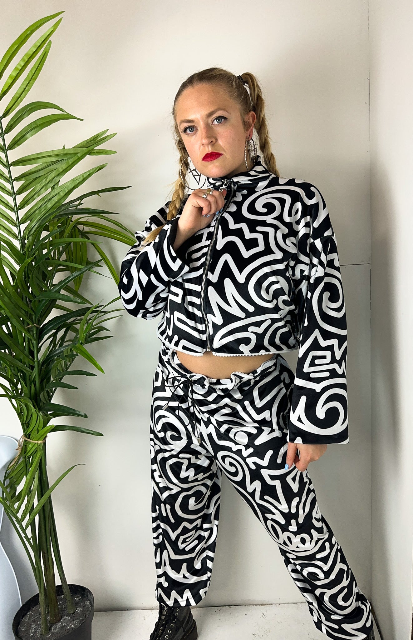 3 in 1 Abstract Velvet Holly Mingo Tracksuit
