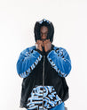 blue and black velour abstract print full tracksuit bellisa x holly mingo festival clothes dance outfit performance wear.