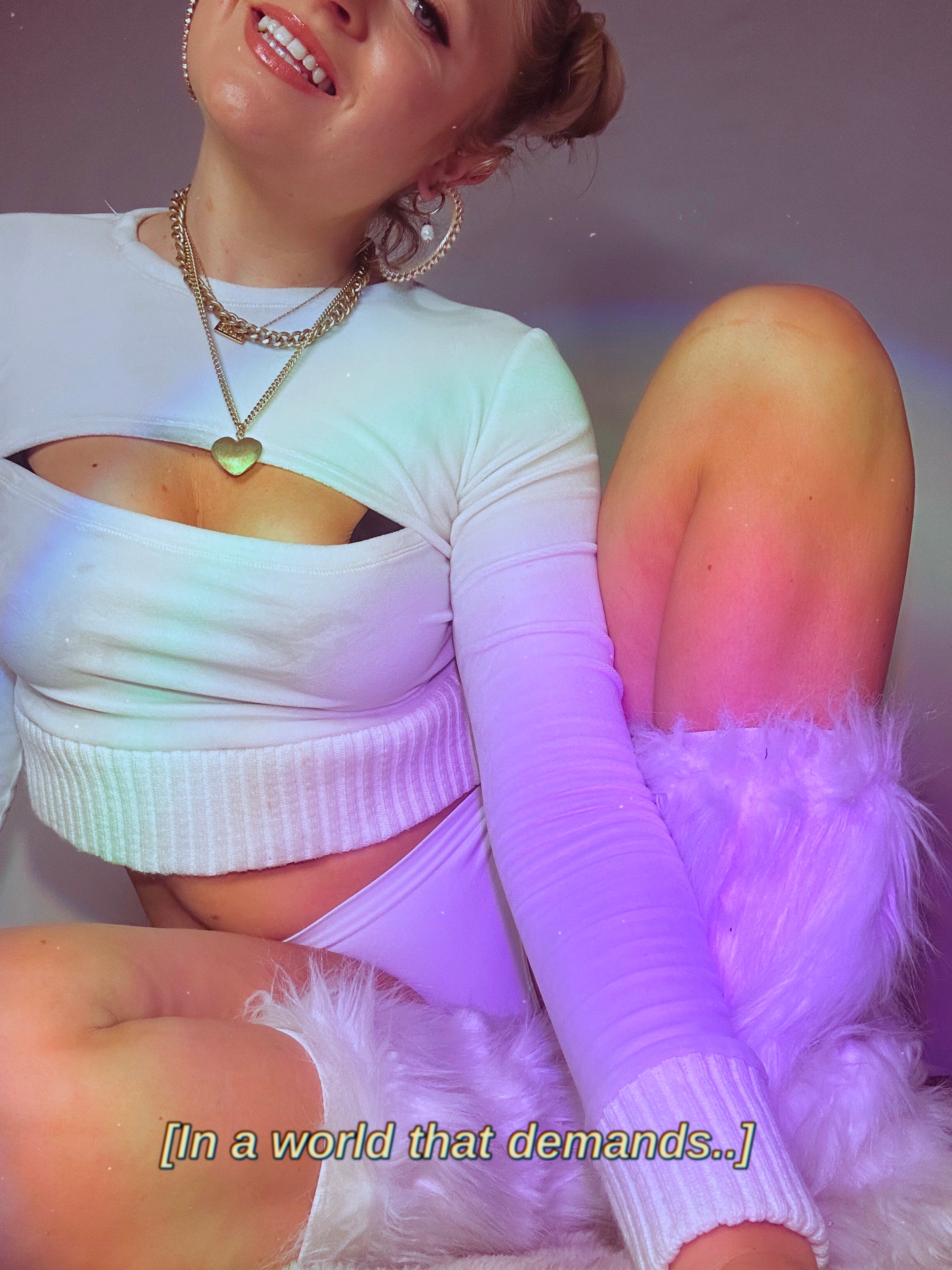 White Velour X Cut-Out Crop Top