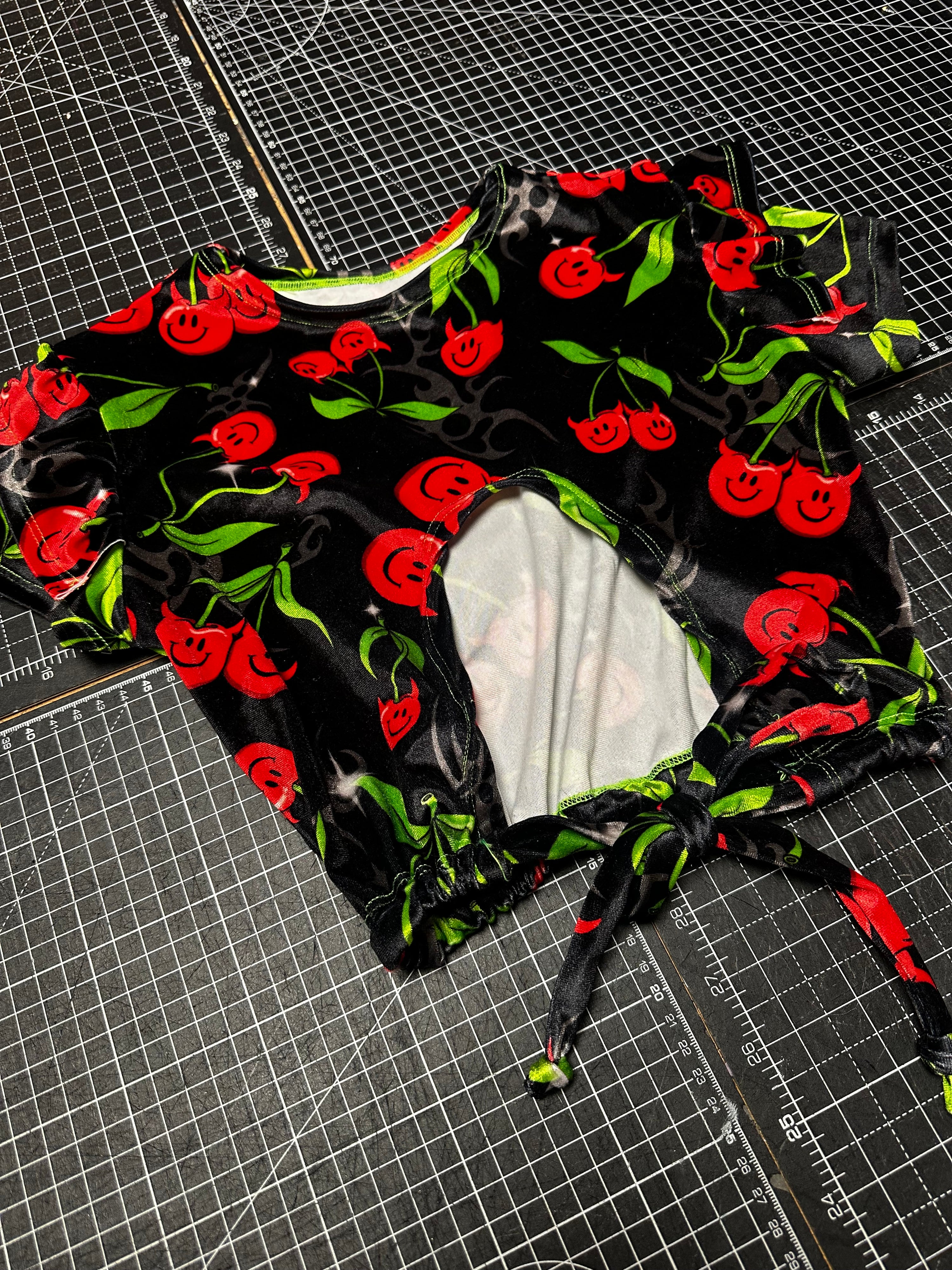 Devil Cherry Open Back Crop Top (S)