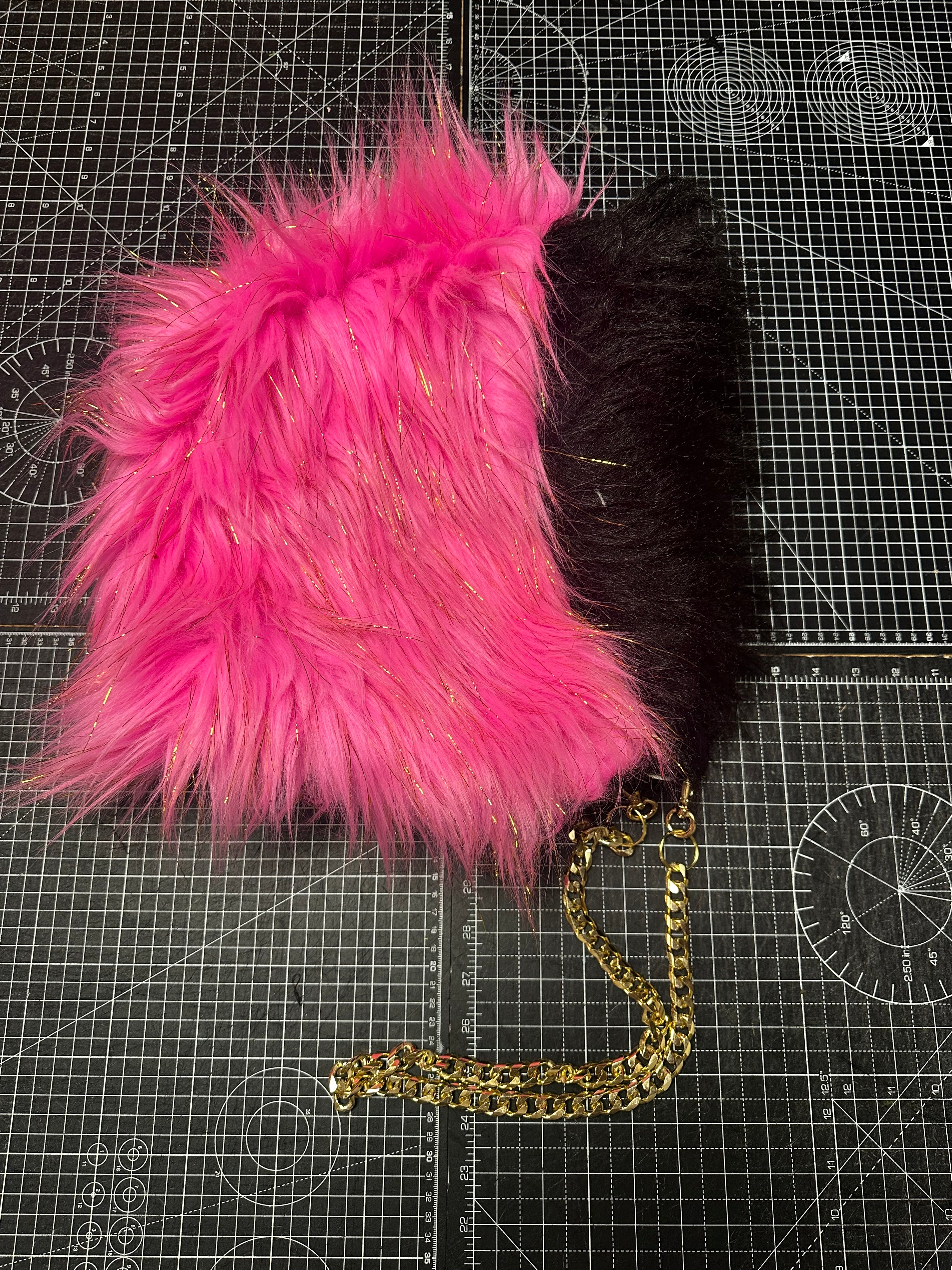 Barbie Pink X Checkered Faux Fur BOOD (Hood + Bag)