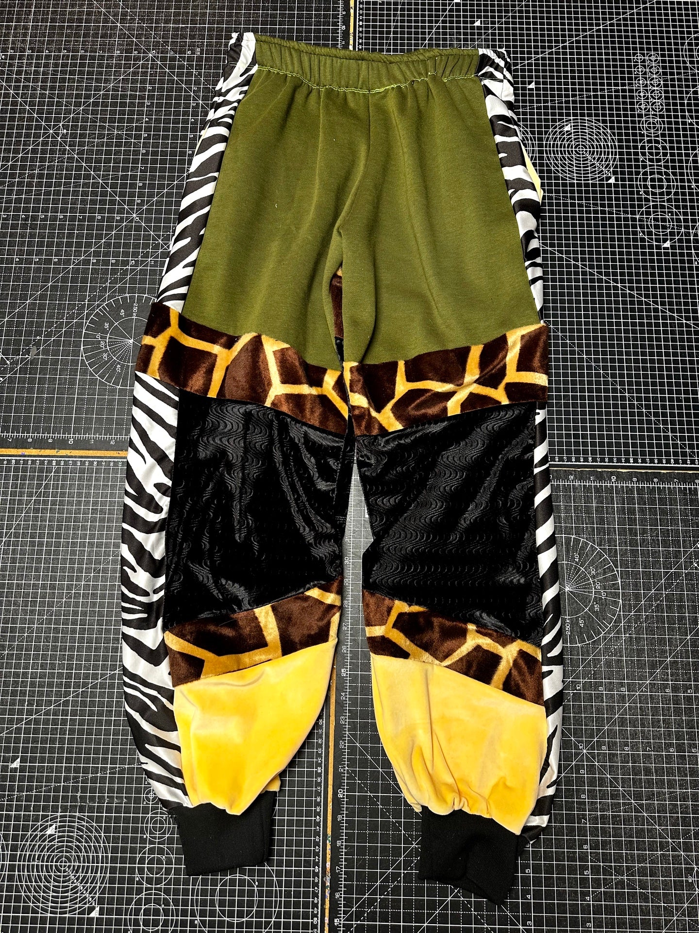 Khaki X Animal Print Velour Tracksuit Bottoms (M)