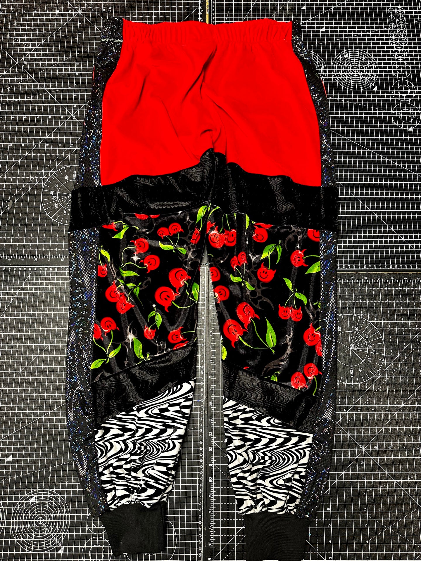 Red X Hiccup Devil Cherry Velour Tracksuit Bottoms (XL)