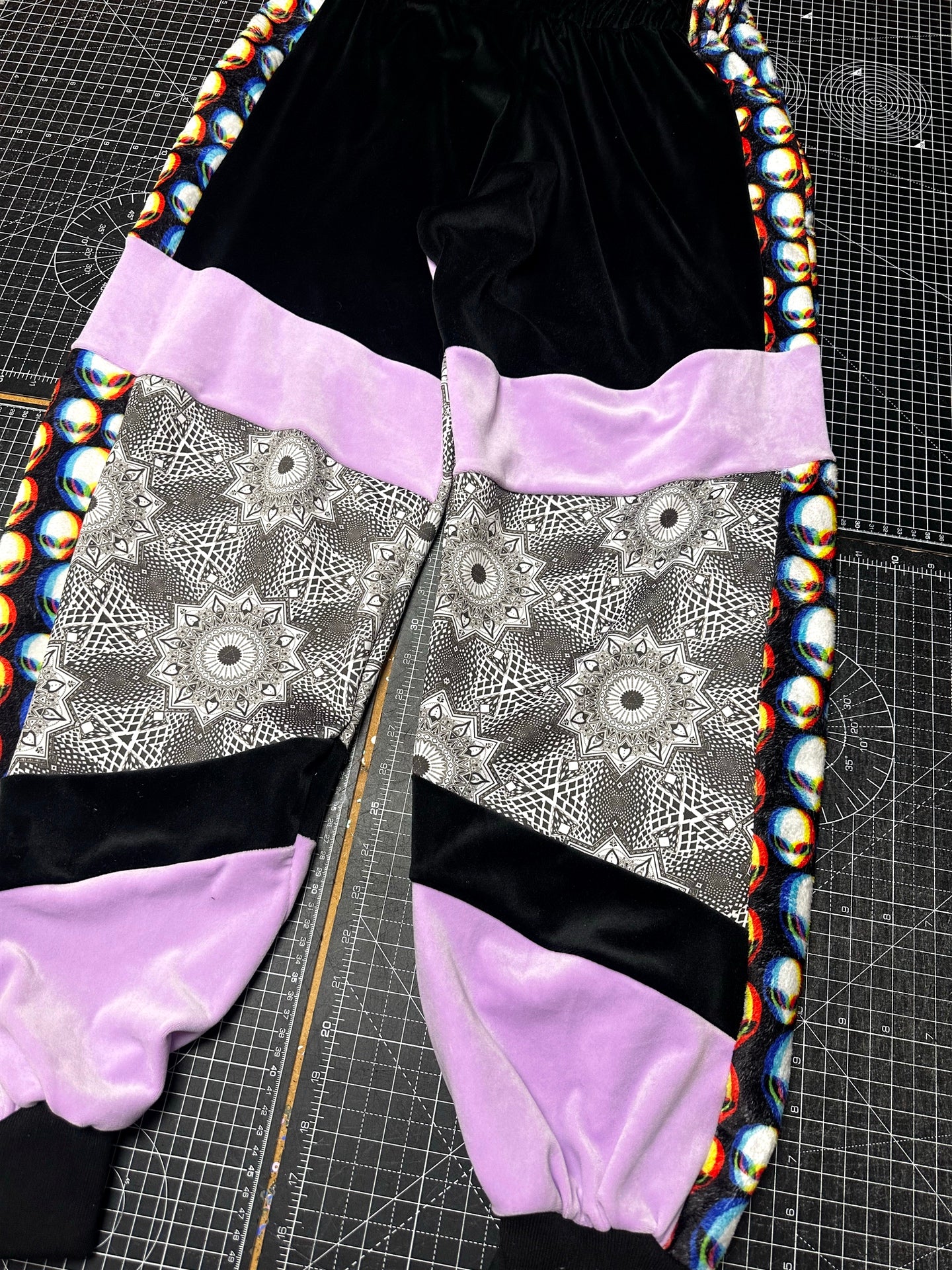 Lavender X Karma Print Velour Tracksuit Bottoms (M)