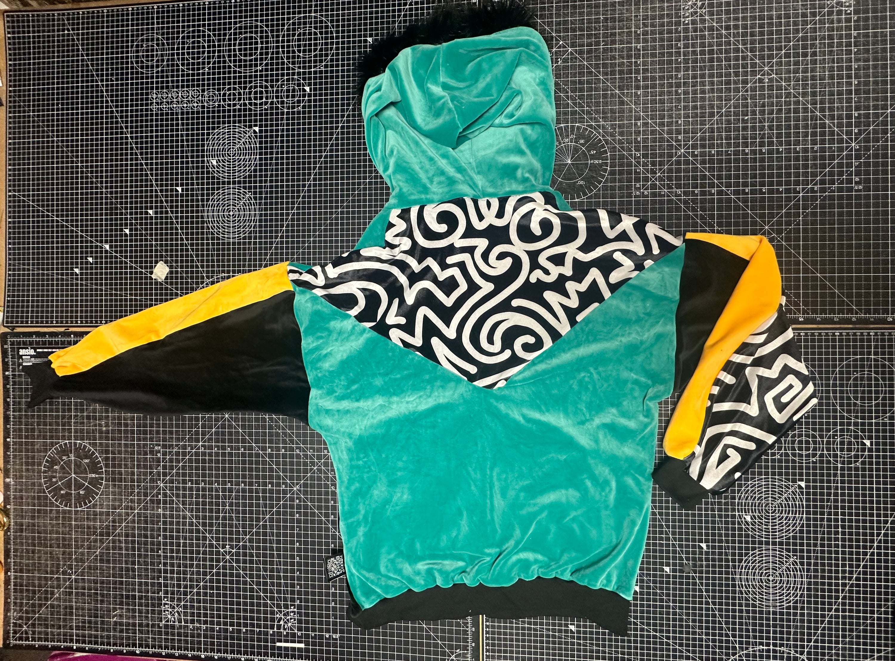 Jade Green Velour X Yellow X Mingo Tracksuit Hoodie (L)