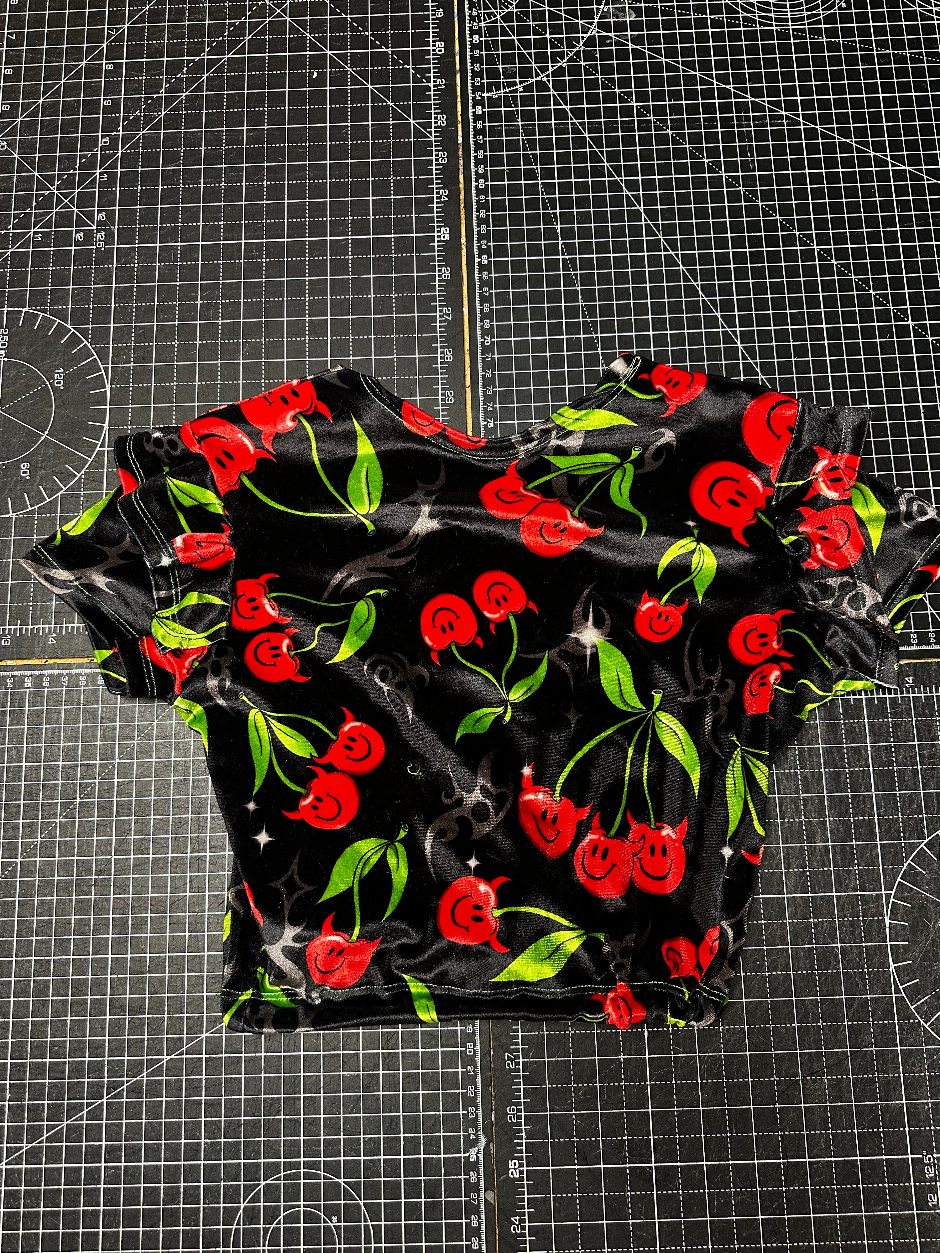 Devil Cherry Open Back Crop Top (S)