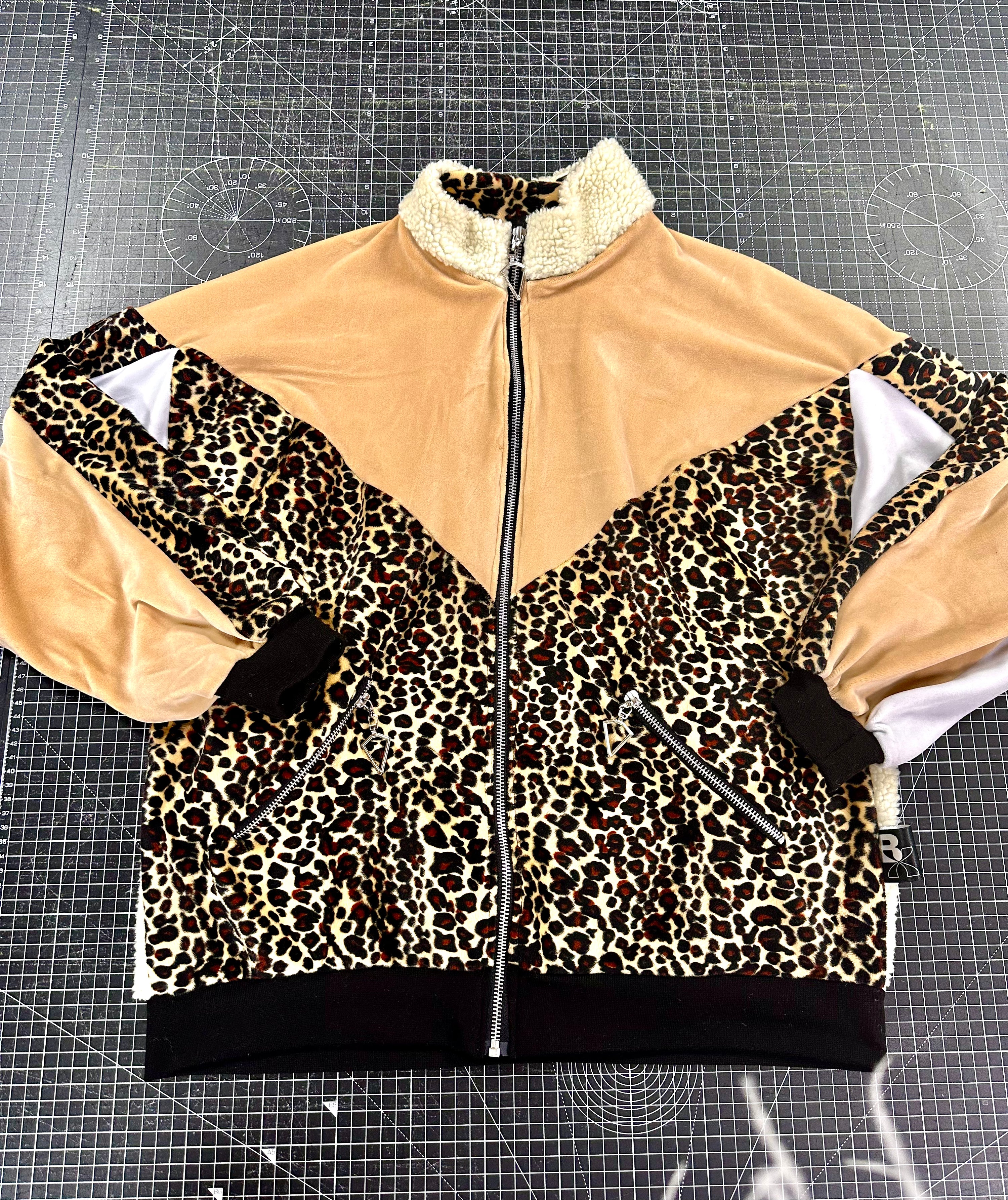 Caramel X Leopard Velour Zip Tracksuit Jacket