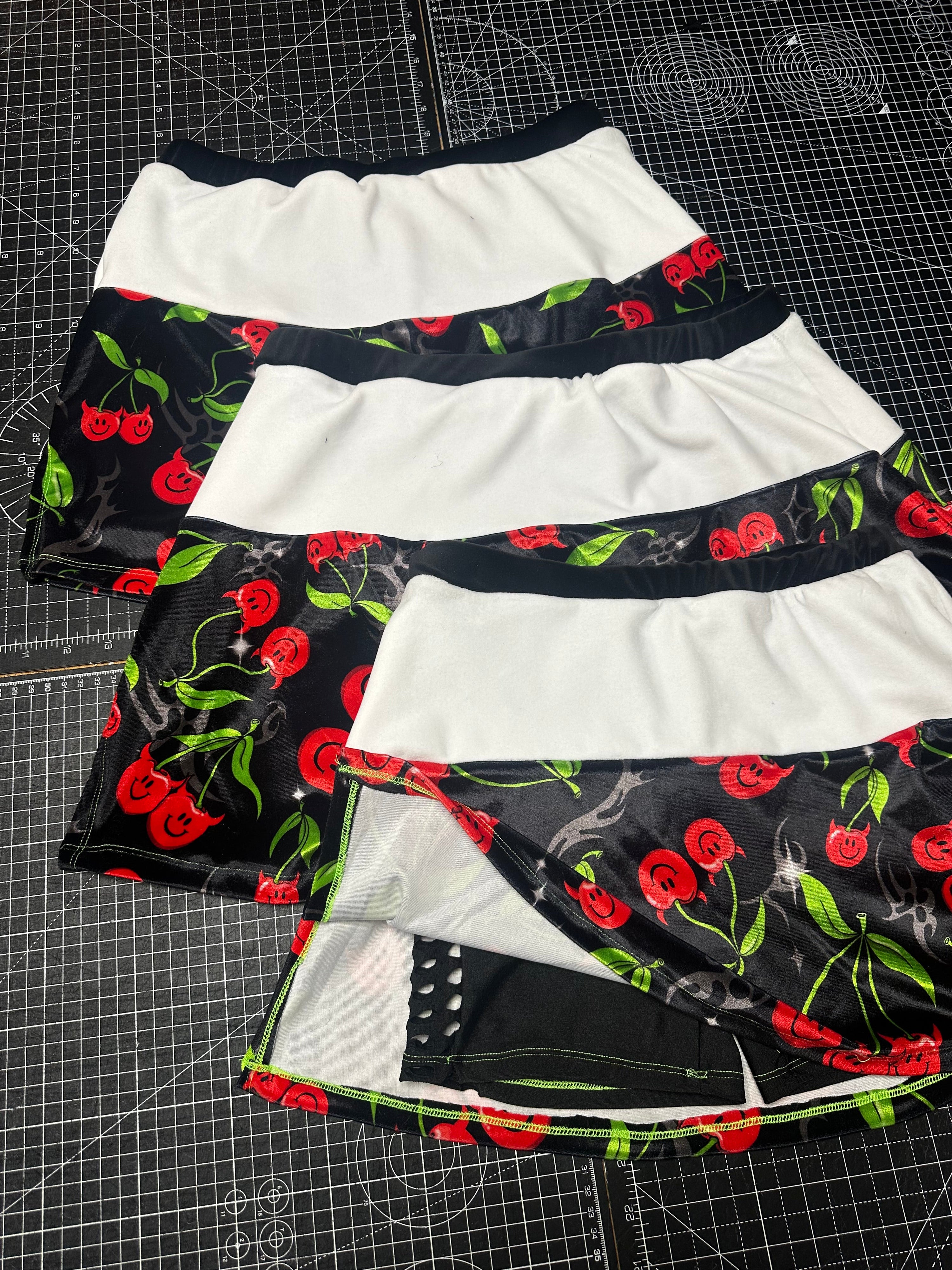 Devil Cherry Velour Skort