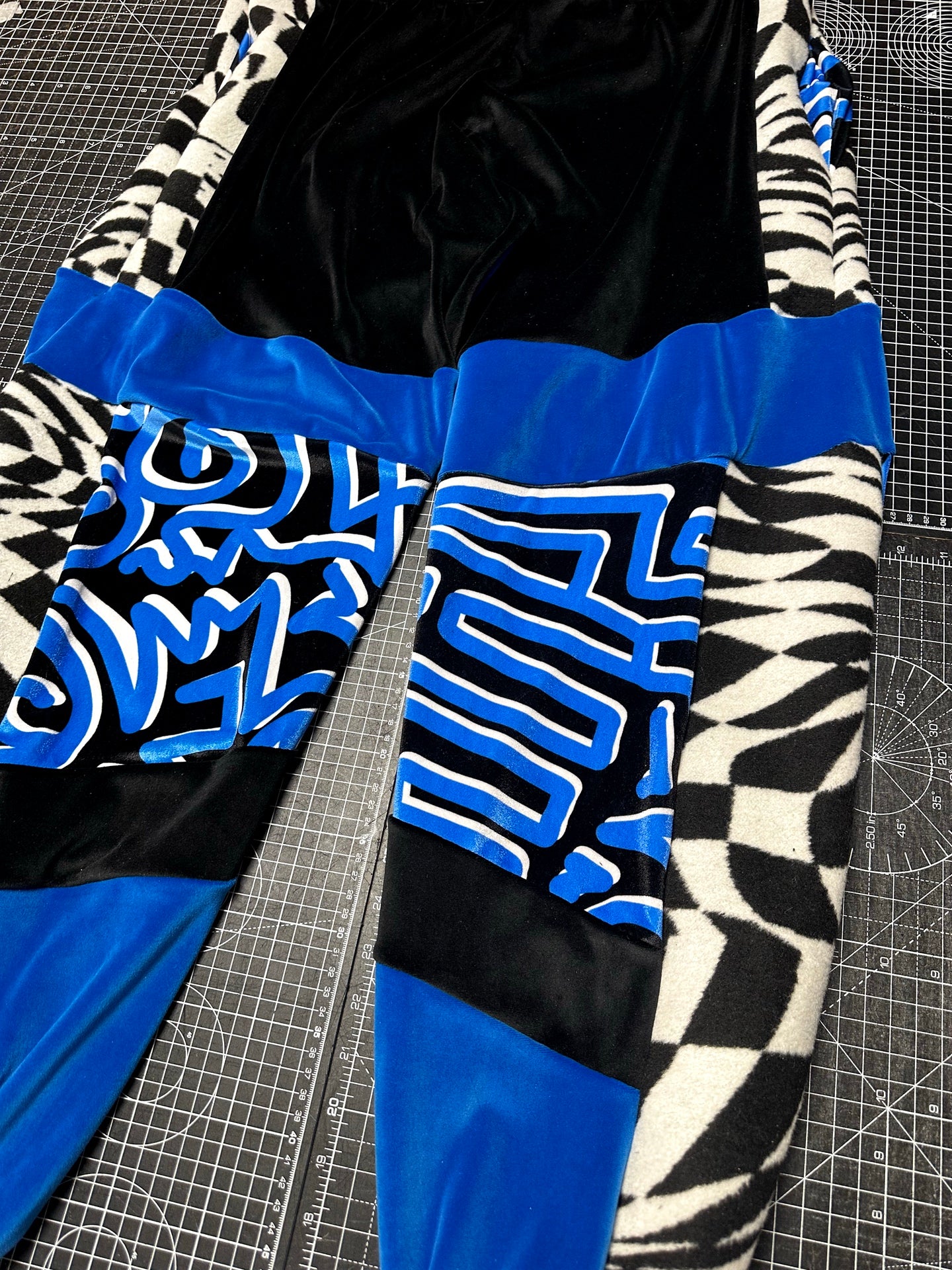 Electric Blue X Abstract Mingo Velour Tracksuit Bottoms (XL)